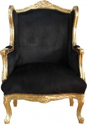 4250828397233 - Barock Lounge Thron Sessel Schwarz Gold Mod2 - Ohren Sessel - Ohrensessel Tron Stuhl 4250828397233 - Barock Lounge Thron Sessel Schwarz Gold Mod2 - Ohren Sessel - Ohrensessel Tron Stuhl