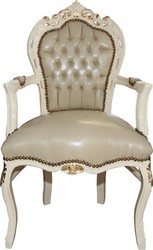 4250828397264 - Barock Esszimmer Stuhl Creme Lederoptik   Gold Mod1 - Barock MÃ¶bel - Limited Edition