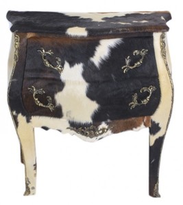 Casa Padrino Baroque chest Cowhide Black / White 100 cm - Furniture antique style – Bild 1