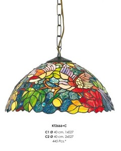 Casa Padrino Tiffany Hanging Lamp 40 Cm Yellow Green Red