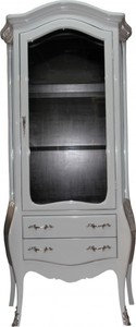 4250828397769 - Barock Vitrine in Weiss Schwarz mit silbernen Griffen - Vitrinenschrank - Wohnzimmerschrank