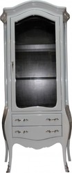 4250828397769 - Barock Vitrine in Weiss Schwarz mit silbernen Griffen - Vitrinenschrank - Wohnzimmerschrank