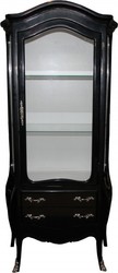 4250828397776 - Barock Vitrine in Schwarz Weiss mit silbernen Griffen - Vitrinenschrank - Wohnzimmerschrank
