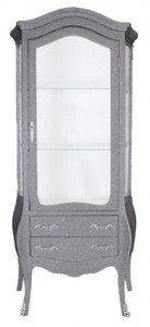 4250828397851 - Barock Vitrine Schwarz-Grau   Glitzerlook- Vitrinenschrank - Wohnzimmerschrank
