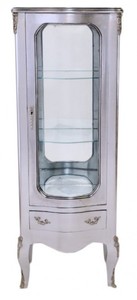 4250828397899 - Barock Vitrine Silber 130 cm - Vitrinenschrank - Wohnzimmerschrank