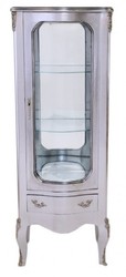 4250828397899 - Barock Vitrine Silber 130 cm - Vitrinenschrank - Wohnzimmerschrank