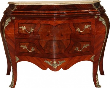 4250828398292 - Barock Kommode Braun mit cremefarbener Marmorplatte 3 Schubladen Mod3 - Empire Kommode