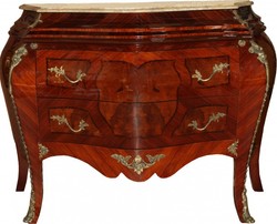 4250828398292 - Barock Kommode Braun mit cremefarbener Marmorplatte 3 Schubladen Mod3 - Empire Kommode