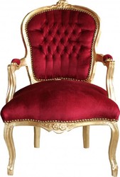 4250828398308 - Barock Salon Stuhl Bordeaux   Gold - MÃ¶bel Interior