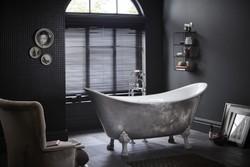 4250828398339 - Jugendstil Badewanne freistehend Edelstahleffekt Modell He-Lyd 1730mm - Freistehende Retro Antik Badewanne Barock Stil