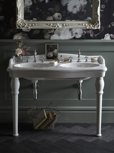 4250828398476 - Jugendstil Stand Waschtisch mit 2 Waschbecken WeiÃ Barocco - Barock Stil