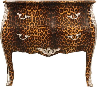 4250828398568 - Barock Kommode Leopard mit silbernen Metall Applikationen 4250828398568 - Barock Kommode Leopard mit silbernen Metall Applikationen