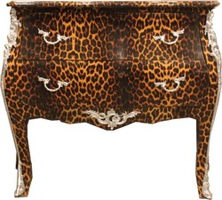 4250828398568 - Barock Kommode Leopard mit silbernen Metall Applikationen 4250828398568 - Barock Kommode Leopard mit silbernen Metall Applikationen