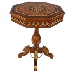 4250828399107 - Barock Beistelltisch Mahagoni Intarsien Gold H75 x 65cm - Ludwig XVI Antik Stil Tisch - Möbel 4250828399107 - Barock Beistelltisch Mahagoni Intarsien Gold H75 x 65cm - Ludwig XVI Antik Stil Tisch - Möbel