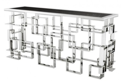 4251287700565 - Art Deco Luxus Konsole Edelstahl Nickel Finish mit Granitplatte 150 x 60 x H 77 cm - Konsolen Tisch - Sekretär Konsole - Telefontisch - Hotel Möbel 4251287700565 - Art Deco Luxus Konsole Edelstahl Nickel Finish mit Granitplatte 150 x 60 x H 77 cm - Konsolen Tisch - Sekretär Konsole - Telefontisch - Hotel Möbel