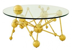 4251287700633 - Luxus Couchtisch Edelstahl   Glas Gold Astronomy - Art Deco Wohnzimmer Tisch