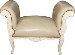 4251287700725 - Barock Schemel Hocker Creme Lederoptik   Creme - Sitzbank