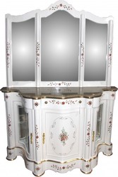 4251287700763 - Luxus Barock Schrank mit Spiegelkonsole WeiÃ Handbemalt mit Marmorplatte  - Luxus MÃ¶bel Konsole mit Spiegel
