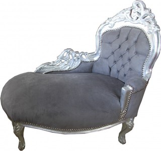 4251287701043 - Barock Kinder Chaiselongue Grau   Silber -  Barock MÃ¶bel