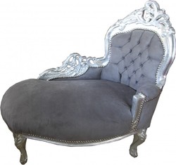 4251287701043 - Barock Kinder Chaiselongue Grau   Silber -  Barock MÃ¶bel