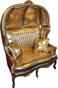 4251287701074 - Barock 2er Ballon Sofa  Gold Lederoptik   Gold mit Bling Bling Glitzersteinen - Wohnzimmer Couch MÃ¶bel Lounge Hochzeit