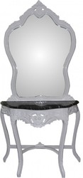 4251287701586 - Barock Spiegelkonsole mit Marmorplatte Weiss Mod2 - Antik Look