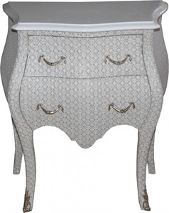 4251287701821 - Barock Kommode Weià Glitzerlook H 71 cm B 60 cm T 38 cm - Nachttisch Kommode 4251287701821 - Barock Kommode Weià Glitzerlook H 71 cm B 60 cm T 38 cm - Nachttisch Kommode