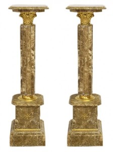 4251287701876 - Barock Marmor SÃ¤ulen Set Grau-Braun   Gold - Marmor SÃ¤ule (2 Stk)