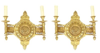 4251287701906 - Barock Wandleuchten Set Medaillon Gold - Wandlampe Wand Beleuchtung (2 Leuchten)