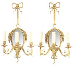 4251287701913 - Barock Wandleuchten Set Gold mit Spiegel - Wandlampe Wand Beleuchtung (2 Leuchten)