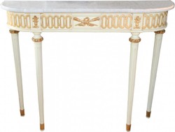 4251287701999 - Barock Konsolentisch mit Marmorplatte Antik Stil Creme Gold Weiss 112 cm - Barock Konsole - Limited Edition Konsole