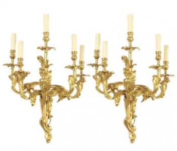 4251287702033 - Barock Bronze Wandleuchten Set Roccoco Gold H70 B45 - Wandlampe Wand Beleuchtung (2 Leuchten)