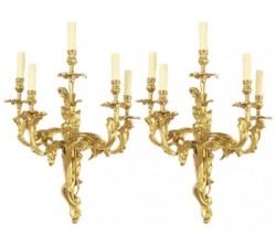4251287702033 - Barock Bronze Wandleuchten Set Roccoco Gold H70 B45 - Wandlampe Wand Beleuchtung (2 Leuchten)