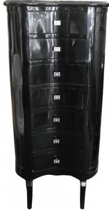 4251287702156 - Barock Kommode Schwarz Hochglanz mit 7 Schubladen Oval - Antik Stil 4251287702156 - Barock Kommode Schwarz Hochglanz mit 7 Schubladen Oval - Antik Stil