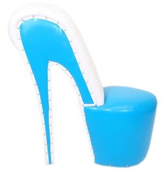 4251287702231 - High Heel Sessel mit Dekosteinen Hellblau   WeiÃ Luxus Design - Designer Sessel - Club MÃ¶bel - Schuh Stuhl Sessel