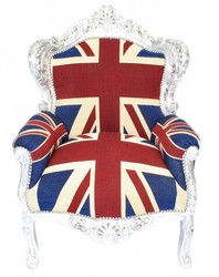 4251287702255 - Barock Sessel King  Union Jack   Silber - MÃ¶bel Antik Stil-  Englische Flagge
