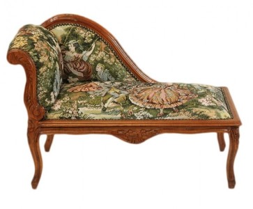 4251287702262 - Barock Kinder Chaiselongue Gobelin Muster   Mahagoni - Tron Barock MÃ¶bel