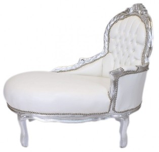 4251287702330 - Barock Kinder Chaiselongue Weià Lederoptik Silber Mod2 - Barock Möbel 4251287702330 - Barock Kinder Chaiselongue Weià Lederoptik Silber Mod2 - Barock Möbel