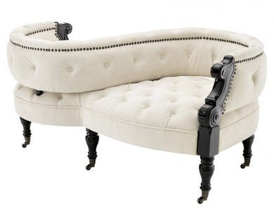 4251287703368 - Luxus Barock Doppel Sitzbank Creme   Schwarz Klavierlack - Doppelsofa - Luxury Collection