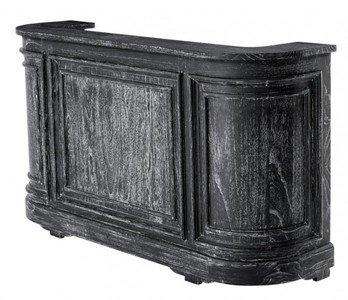 4251287703580 - Vintage Look Theken Schrank 190 cm Theke Schwarz Washed Antik Stil - Ladentheke Ladeneinrichtung