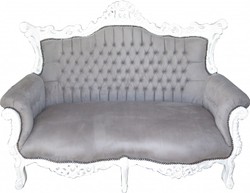 4251287703818 - Barock 2-er Sofa Master Grau    WeiÃ - Antik Stil Wohnzimmer MÃ¶bel