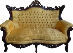 4251287703863 - Barock 2-er Sofa Master Gold Muster    Mahagoni Braun - Antik Stil Wohnzimmer MÃ¶bel