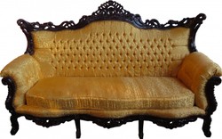 4251287703870 - Barock 3er Sofa Gold Muster   Mahagoni Braun - Wohnzimmer MÃ¶bel Couch Lounge