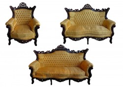 4251287703887 - Barock Wohnzimmer Set Master  Gold Muster   Mahagoni Braun - 3er Sofa + 2er Sofa + 1 Sessel