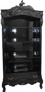4250828379031 - Barock BÃ¼cherschrank Schwarz   Gold Hochglanz B 85 x H 190 cm BÃ¼cherregal Regal Schrank