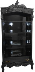 4250828379031 - Barock BÃ¼cherschrank Schwarz   Gold Hochglanz B 85 x H 190 cm BÃ¼cherregal Regal Schrank