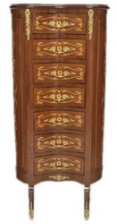 4251287703979 - Barock Kommode Mahagoni Intarsien   Gold mit 7 Schubladen Oval - Antik Stil