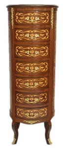 4252006254437 - Barock Kommode Mahagoni Intarsien   Gold mit 7 Schubladen Rund - Antik Stil