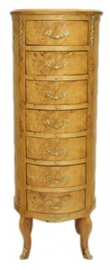 4251287703993 - Barock Kommode Vogelaugen Ahorn   Gold mit 7 Schubladen Rund - Antik Stil