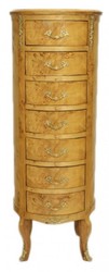 4251287703993 - Barock Kommode Vogelaugen Ahorn   Gold mit 7 Schubladen Rund - Antik Stil